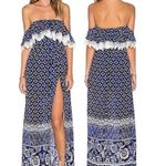 Lovers + Friends  Floral Off-the-Shoulder Thigh Slit Maxi Dress Navy Womens Sz XS Photo 0