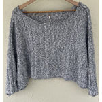 Free People  Boucle Knit Gray Cropped Sweater Women’s Size XS Oversized Slouchy Photo 0
