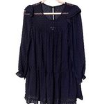 Crystal Doll Clip Dot Mini Dress with Ruffles and Long Sleeves Sheer Polka Dot Photo 0