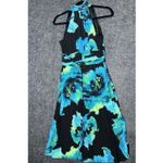 Evan Picone Dress Black W/ Green Floral V Neck Tank Top MIDI Size 8 Photo 1