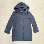 London Fog  Single-Breasted Trench Coat Removable Hood Black Medium Photo 0