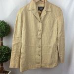 Emanuel Ungaro 100% Linen Tan Striped Long Sleeve Button Up Blazer Jacket 4 38 Photo 0
