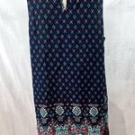 Navy aqua and red print boho shift dress size 2X Blue Photo 4
