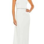 Mac Duggal 49564 White One Shoulder Rhinestone Trim Evening Dress Size 8 NWT Photo 0