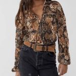 Free People NWT  Out For The Night Blouse in Snake Combo Size L Photo 8