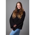 SWEET BABY JAMIE Black Knit Acrylic Wool Blend Oversized Bell Sleeve Sweater S Photo 10