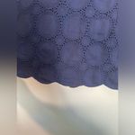 J.Crew  V Neck Navy Long Sleeve Eyelet 100% Cotton Dress Size 14 Photo 3