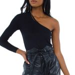 BB Dakota One Shoulder Black Bodysuit Photo 0