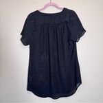 CAbi  Black Floral Short Sleeve Blouse Womens S Boho Flowy Sheer Classic Photo 1