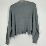 Cotton Candy LA  Cropped Oversized Sweater Ribbed Knit Blue Raw Hem Size S/M Photo 5