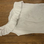 One Shoulder White Ruffle game day shirt Photo 0