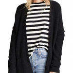 Free People  Black Wool Mohair Blend Chunky Open Cardigan Photo 0