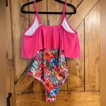 None Women’s Plus Size 1 Piece Hot Pink And Floral Swimsuit - Size 3x Photo 1