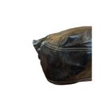 Coach  Camelia Black Distressed Leather Shoulder Bag, Silver Hardware Teal Lining Photo 7