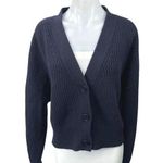& Other Stories & Other Stories Navy Blue Wool Waffle Knit V-neck Button Cardigan Sweater Top M Photo 0