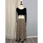 Sag Harbor Vintage  Pleated Floral Bohemian Maxi Skirt Size M Elastic Waist Photo 2