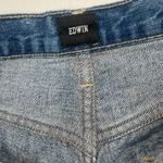 EDWIN Cai Jean Shorts Size 26 Denim NWT Electra 7" Button Fly Embroidered Detail Blue Photo 10