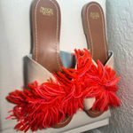 Frances Valentine New York Fringed Slides Sandals Orange Size 9B Sample Photo 1
