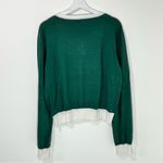 Collectif Lightweight White Ribbed Bow Cropped Green Cardigan Sweater Size 18 Photo 6
