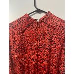 Maggy London  Womens Satin Red Floral Collared ALine Midi Dress sz 12 Euro-Summer Photo 5
