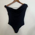 Camila Coelho Bodysuit Womens SMALL Black Draped Off Shoulder Elegant Chic NEW Photo 1
