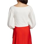 Amur  Oni White Organic Cotton Cropped Twist Front Puff Sleeve Blouse XL NWT Photo 1