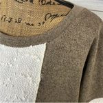 POL ‎ Open Tie Back Sweater Bell Sleeve Color Block Brown Cream Large Photo 4