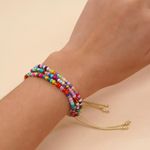 Multi Layers Beaded Braided Bracelet With Colorful Mini Rice Beads Boho Style Multiple Photo 1