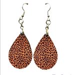 Cheetah Print Teardrop Dangle Pierced Earrings New Photo 0