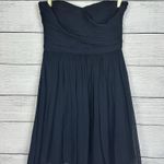J.Crew 100% Silk Chiffon Strapless Dress Arabelle Navy Blue Mini Cocktail Sz 4P Photo 2