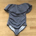 Kona Sol  Gingham Checker Strapless Bandeau High Coverage One Piece Swimsuit Sz S Photo 2