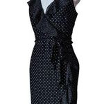 Black house white market black and white wrap ruffle polkadot dress size 10 Photo 1