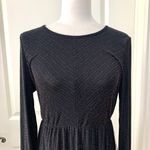 Modcloth  Shimmer On Show Dress Long Sleeve Tulip Skirt Dress Black Photo 4