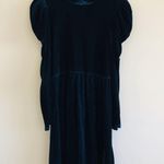 ZARA  Green Velvet Puff Shoulder Dress - S Photo 0