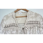 Kaktus Paisley Crochet Bell Sleeve Tunic Top Blouse Peasant Cottage Prairie Flow Tan Size XL Photo 1
