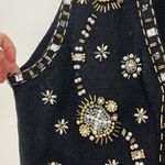 Yarnworks Vintage 80's Large Black and Yellow Beaded Embroidered Sweater Vest Photo 6