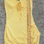 None Women’s yellow sexy lace sleeveless ruched‎ party bodycon mini dress size XS Photo 2