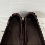 Tory Burch Size 6.5 Quilted Minnie Travel Ballet Leather Shoes Burgundy Maroon Photo 4