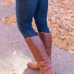 Frye  Melissa Button Leather Womens Tall Riding Boot, Cognac, size 6 B Photo 0