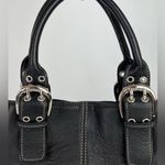TIGNANELLO BLACK PEBBLED LEATHER BUCKLED BUCKET SATCHEL SILVER HARDWARE Y2K BAG Photo 1