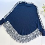 NEW Boutique Navy Blue Alpaca Wool Fringe Sweater Poncho Size undefined Photo 3