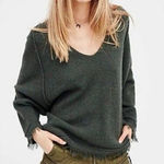 Free People  Irresistible Wool Pullover Olive‎ Green Sweater M V-Neck Long Sleeve Photo 0