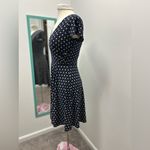 Kaileigh Azaria Navy Faux Wrap Geometric Print Dress Photo 1