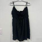 Free People  Mini Dress Medium Black Satin Bow Tie Slip Photo 1