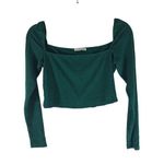 Reformation Jeans Crop Top Square Neck Long Sleeve Ribbed Green S Photo 0