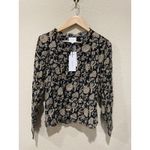 Sundays  Camelia Black Floral Ruffle Collar Top Blouse Shirt Size‎ Large Photo 5