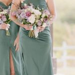 Azazie  Erin Stretch Satin Dress Eucalyptus Photo 2