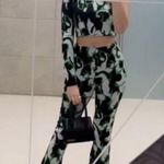 ZARA JACQUARD ONE LONG SLEEVE SHOULDER CROP TOP GREEN/BLACK/WHITE Size S NEW Photo 1