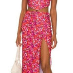 Lovers + Friends Pink Island Floral Lana Midi Skirt Size Small Photo 0