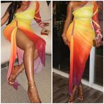 Andrea Iyamah Turi Mesh Midi Women’s One Shoulder Dress In Multiprint Size XL Photo 1